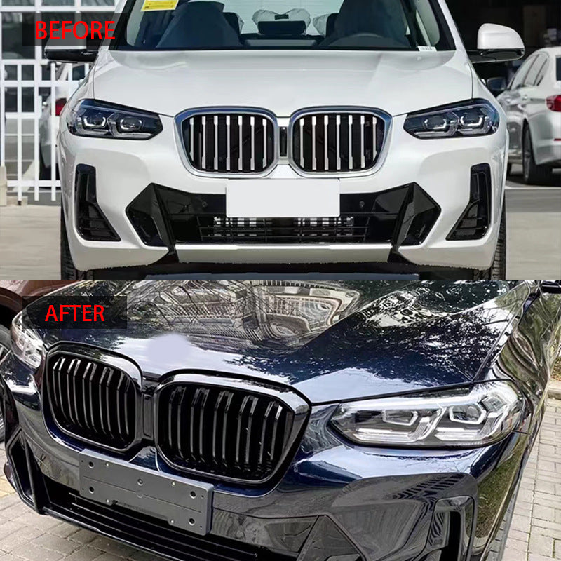 Double-Slat Front Grille for BMW X3 G01 (2022 - 2024), Glossy Black