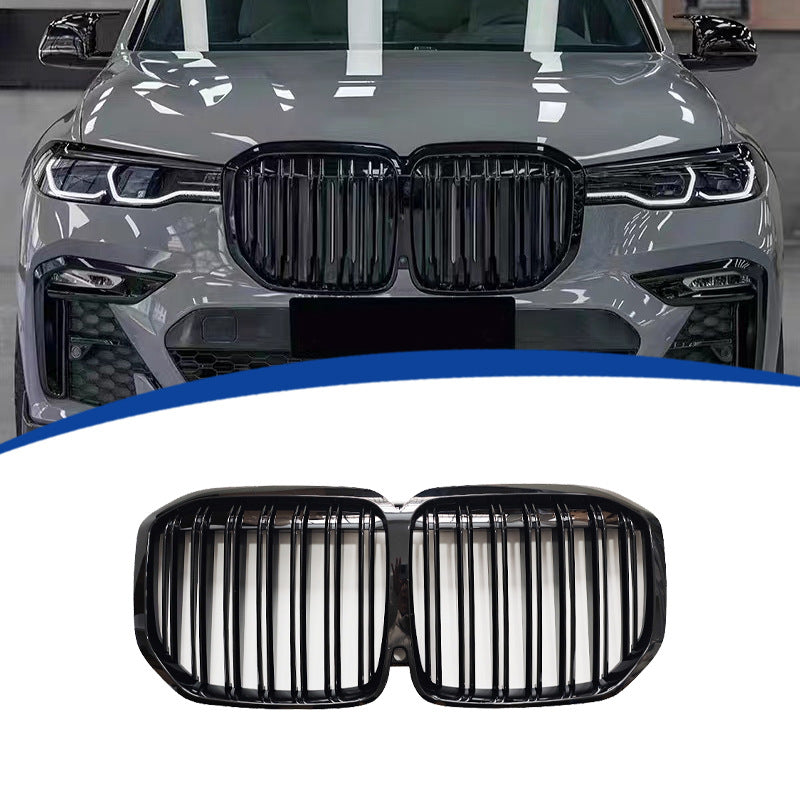 Double-Slat Front Grille for BMW X7 G07 (2020 - 2022), Glossy Black
