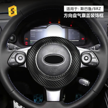 Real Carbon Fiber Steering Wheel Airbag Cover Trim for Subaru BRZ (2022+)