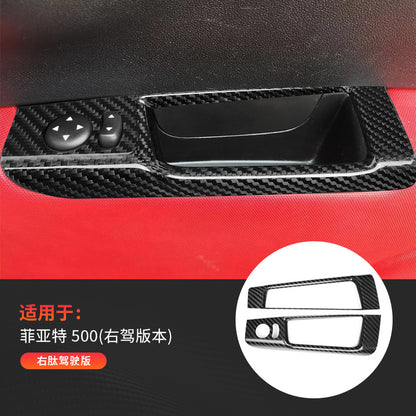 Real Carbon Fiber Window Switch Panel Trim for Fiat 500