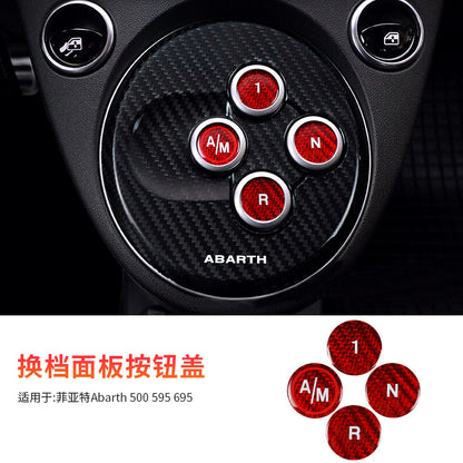 Real Carbon Fiber Gear Shift Panel Cover for Fiat 500