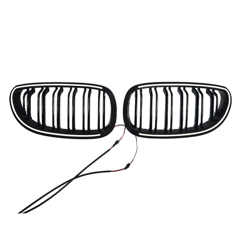 适用于2004-2009宝马5系E60双线款发光LED亮黑中网PC材质替换安装
