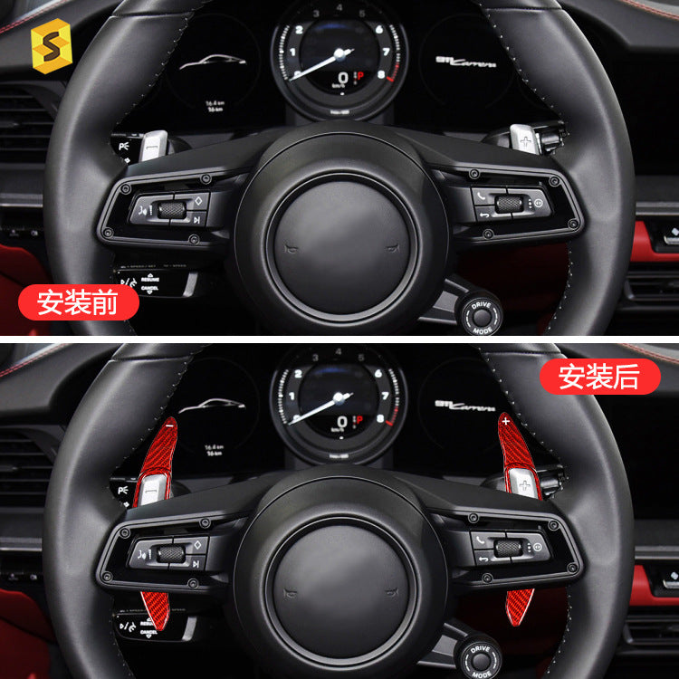 Carbon Fiber Steering Wheel Shift Paddle Cover for Porsche Taycan / Macan / 911