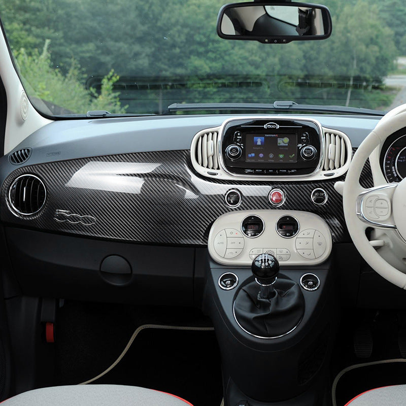 Real Carbon Fiber Passenger Dash Panel Trim for Fiat 500