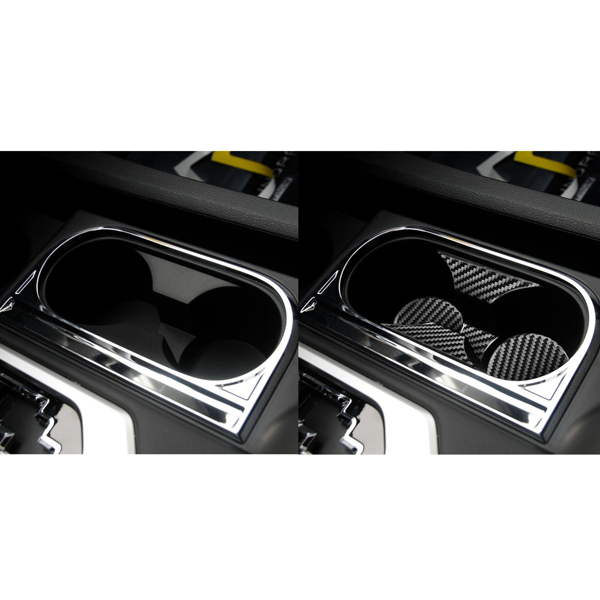 3*3 3K Twill Real Carbon Fiber Interior Center Console Cup Holder Panel Overlay for Toyota Tundra XK50 Facelift (2014-2021)