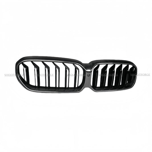 Dry Carbon Fiber Double-Bar Front Grille for BMW M5 F90 / 5 Series G30 / G38 (2018 - 2023)