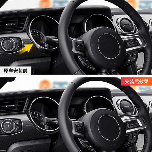 Real Carbon Fiber Speedo & Tachometer Ring Trim for Ford / Ford Mustang (2015 - 2023)