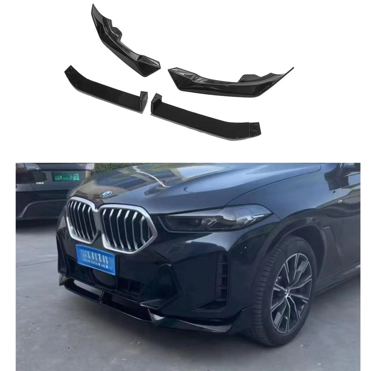 4-Section MP-Style Front Lip Spoiler for BMW X6 G06 (2023 - 2026), Glossy Black