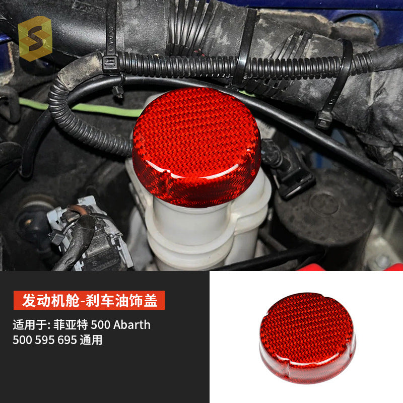 Real Carbon Fiber Brake Fluid Cap Cover for Fiat 500 Abarth