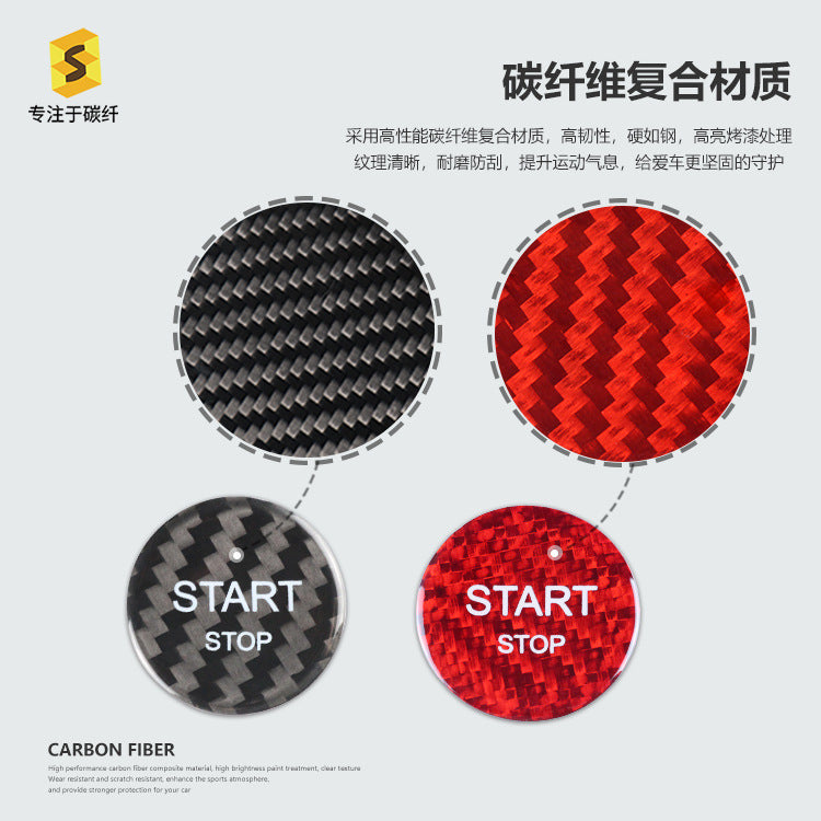 Carbon Fiber Ignition Push-Start Button Trim for Peugeot 308S / 408