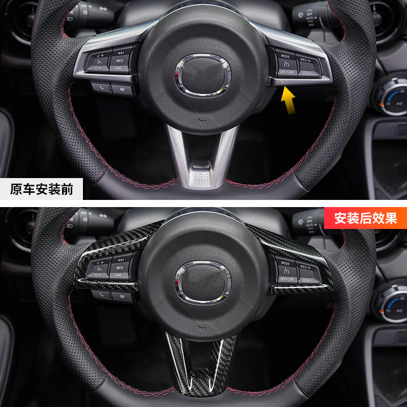 Real Carbon Fiber Steering Wheel Button Frame Trim for Mazda MX-5 (2016 - 2025)