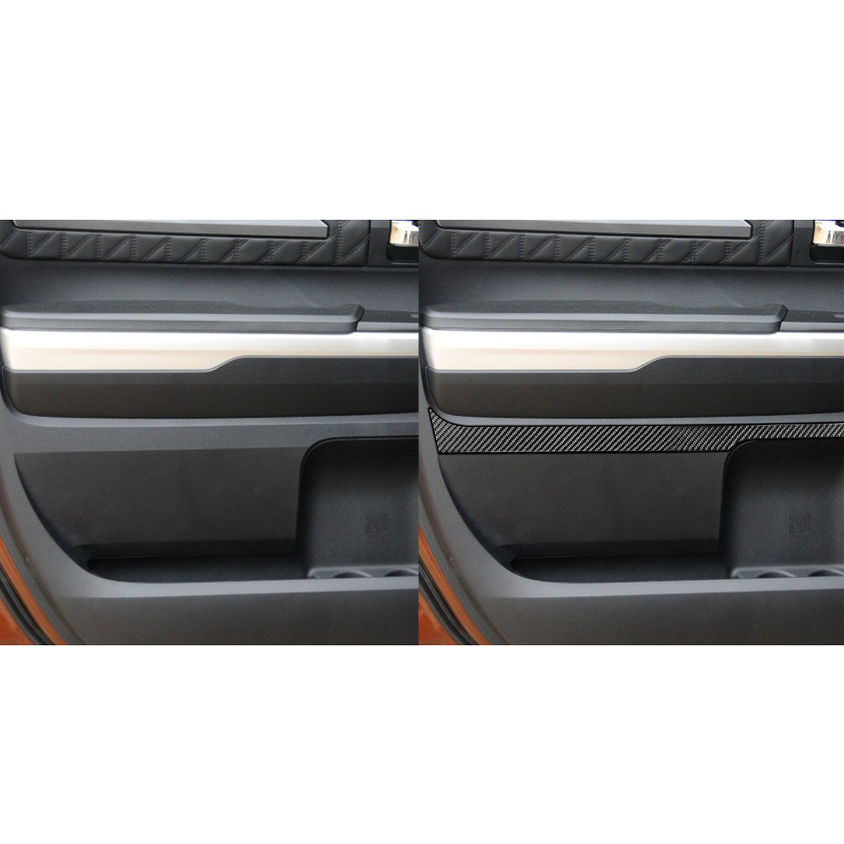 4PC Prepreg Dry Carbon 3*3 3K Real Carbon Fiber Interior Door Panel Cover Trim for Toyota Tundra XK50 Facelift (2014-2021)