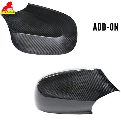 2Pcs Real Carbon Fiber Rear View Mirror Covers Shell for BMW 1 Series 2004 - 2013 E87 E81 Hatchback, E82 Coupe, E88 Convertible