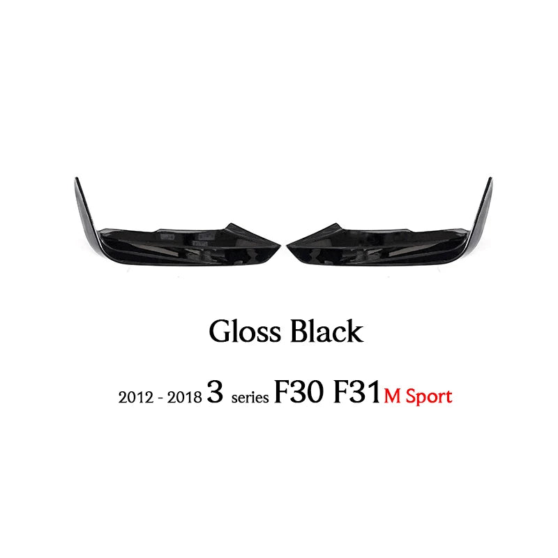 F30 M Sport Carbon Fiber & Gloss Black Front Bumper Lip Splitter Canards for 2012 - 2018 3 Series F30 Sedan F31 Wagon 325i 330i