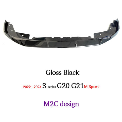 G20 LCI Carbon Fiber & Gloss Black Front Bumper Lip Diffuser Spoiler for BMW 2022+ Facelift 3 Series G20 Sedan G21 Wagon M Sport