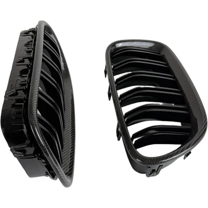 F10 Grille, Real Carbon Fiber Framed Bumper Grill for 2010 - 2016 BMW 5 Series F10 Sedan F11 Estate 520i 528i 530i 535i & M5