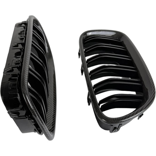 F10 Grille, Real Carbon Fiber Framed Bumper Grill for 2010 - 2016 BMW 5 Series F10 Sedan F11 Estate 520i 528i 530i 535i & M5