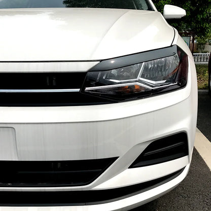 Gloss Black Headlights Eyebrow Eyelids Chrome Trim Sticker for Volkswagen VW Polo MK6 2019+ Carbon Fiber Accessories Car Styling