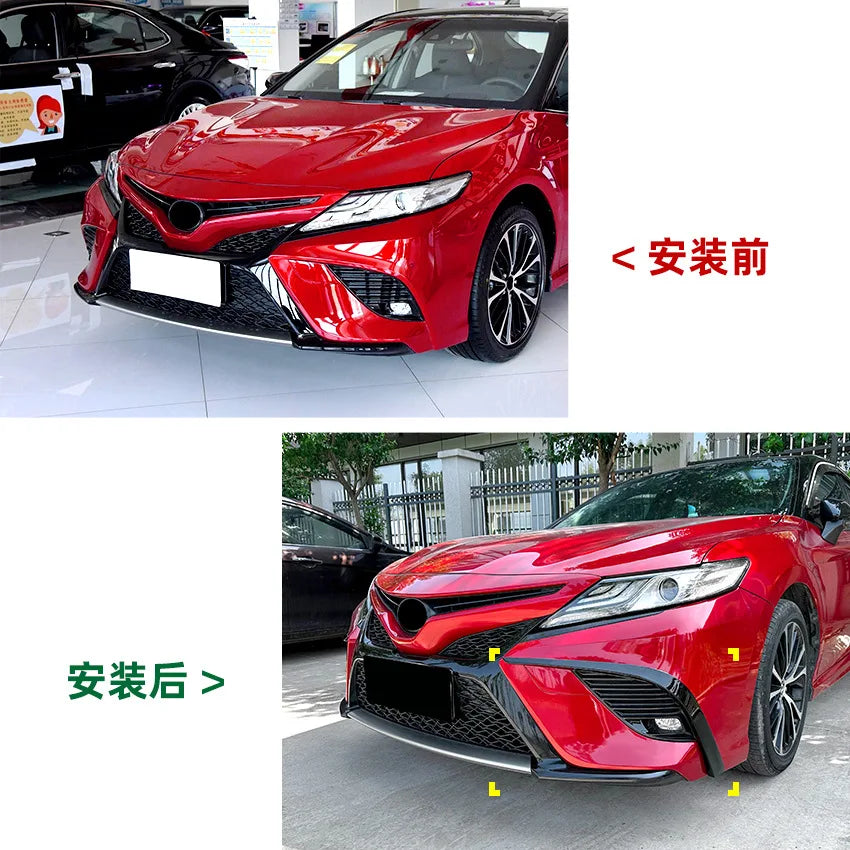 2Pcs Black Headlight Eyebrow Eyelids Cover Trim For the 8th Generation Camry 2018-2020 Sprot Style Front Bumper Canards Stickers