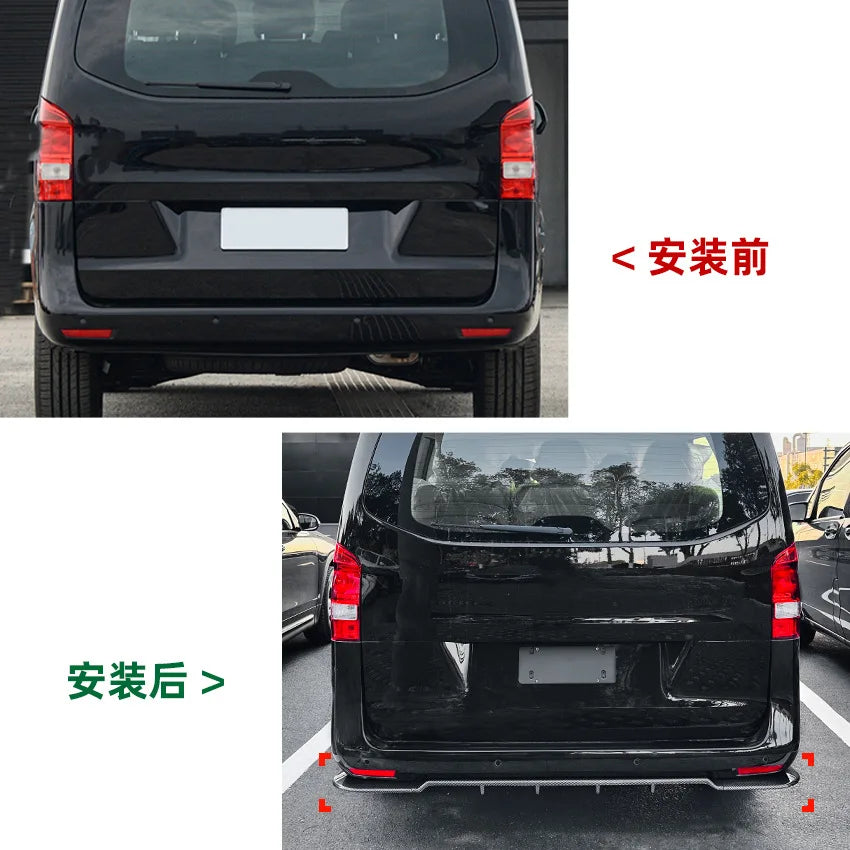 Car Rear Bumper Lip for Mercedes Benz Vito W447 2016-2023 Spoiler Protective Cover Diffuser Gloss Black Auto Styling Accessories