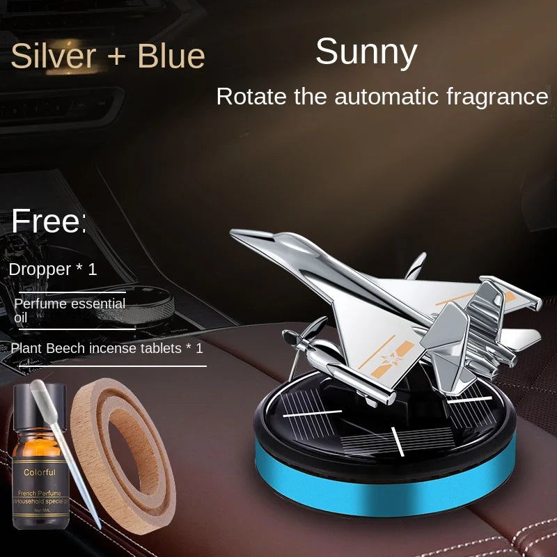 Solar Car Air Freshener Fighter Fragrance Auto Helicopter Modeling Decoration Interior Accessories Rotating Perfume Diffuser