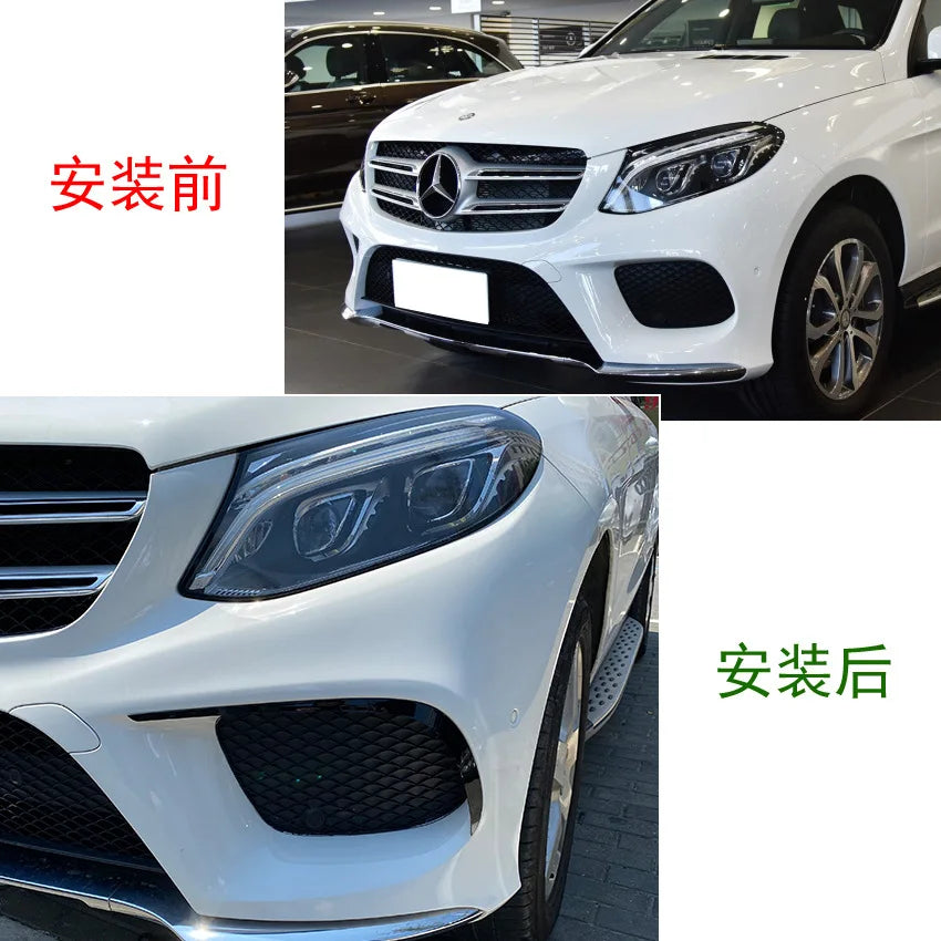 For Mercedes Benz GLE Class W166 C292 2015-2018 AMG Front Bumper Canards Spoiler Splitter Air Vent Fog Lamp Grille Trim Stickers