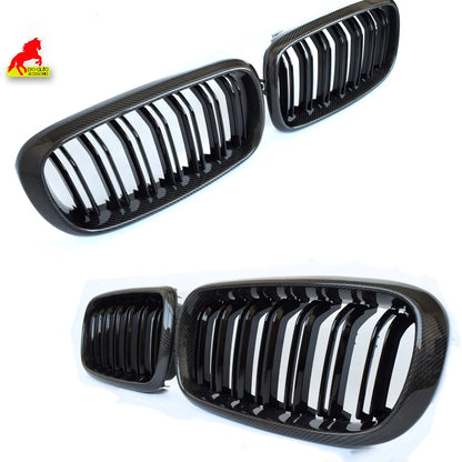 Car Carbon Fiber Front Kidney Racing Grilles for BMW 2014 - 2018 X5 X5M F15 F85 2015 - 2019 X6 X6 F16 F86 Bumper Grill GT grille