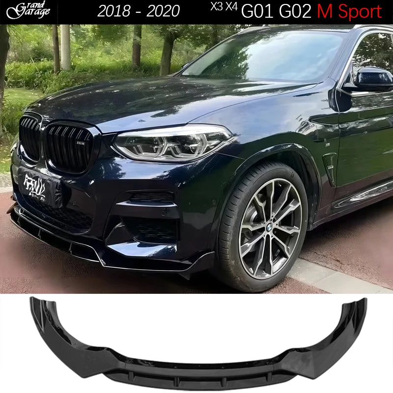 4PCS Black Front Lower Bumper Lip Chin Spoiler Fit for BMW 2018 - 2020 X3 G01 X4 G02 M Sport sDrive18d sDrive20d sDrive30d M40d