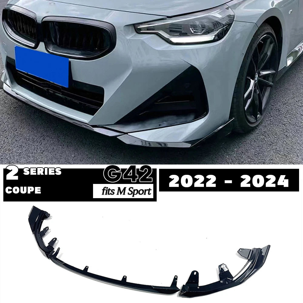 Gloss Black Rear Bumper Spoiler Quad Diffuser for 2022 - 2024 BMW 2 Series G42 Coupe 2-Door M Sport 218i 220i 230i M240i 220d