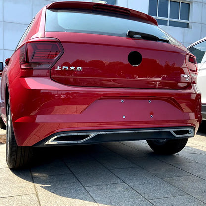 Car Rear Exhaust Muffler Tail Pipe Cover Trim for Volkswagen VW Polo MK6 2018+ Polo Plus Electroplating Tail Frame Bright Strip