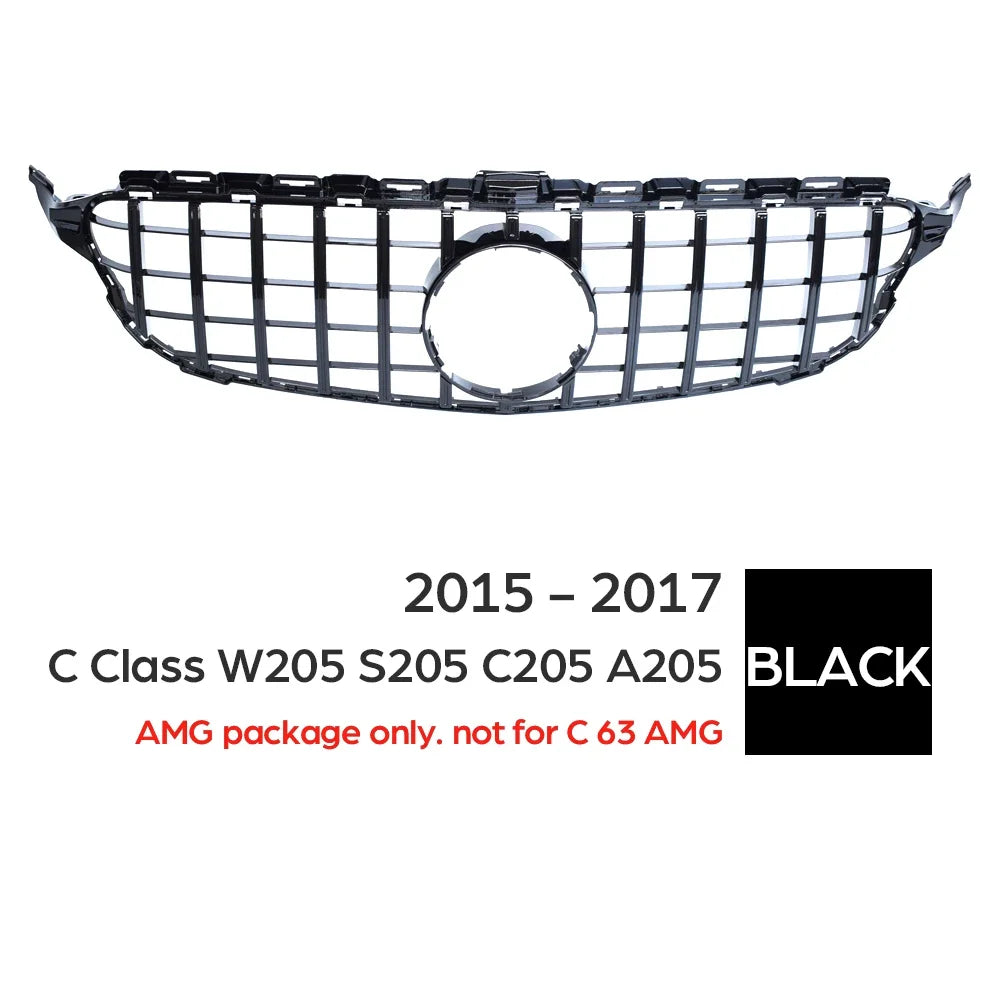 W205 Front Bumper GT Grill for Mercedes Benz C Class S205 A205 C205 2015 - 2017 C200 C250 C300 C350 C400 C450 C43 AMG Grille