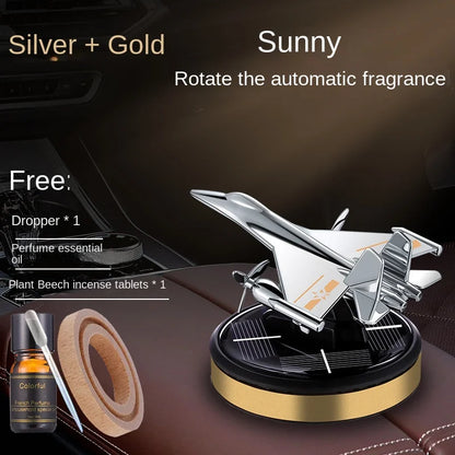 Solar Car Air Freshener Fighter Fragrance Auto Helicopter Modeling Decoration Interior Accessories Rotating Perfume Diffuser