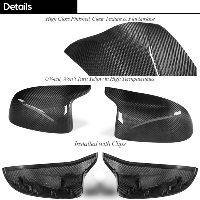 Replacement Prepreg Dry Carbon Fiber Press-molding Door Mirror Cap Covers for BMW 2019+ F95 X5M F96 X6M F97 X3M F98 X4M G09 XM