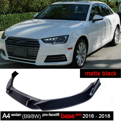 Carbon Fiber Printing Black Front Bumper Lip Spoiler 3PCS Set for Audi A4 B9 8W Pre-facelift 2016 - 2018 (Before Facelift)