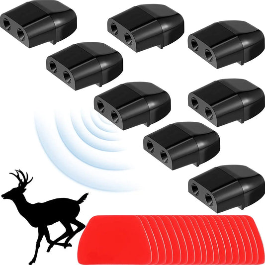 2 Pcs New Design Dual Hole Dual Car Deer Whistle Warning Automotive Animal Whistles Auto Safety Alert Device Frequency Universal