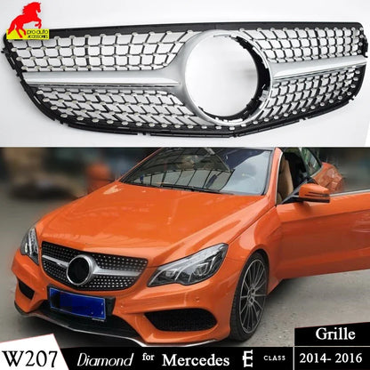 W207 Diamond Front Bumper Grille for Mercedes Benz E Class 2-Door Coupe C207 A207 2014-2016 E250 E300 E350 Car Racing Grills