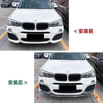 Carbon Look for BMW X3 F25 X4 F26 LCI M Sport 2014-2017 Front Bumper Lip Canards ABS Plastic Trim Cover Splitter Car Accessories