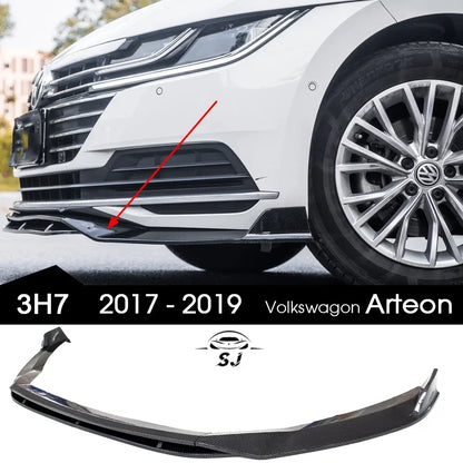 Carbon Fiber Printing Gloss Black Front Bumper Lip Spoiler 4PCS for Volkswagen VW New CC Arteon 3H7 Pre-facelifted 2017 - 2019