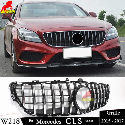 Front Bumper GT Grille suitable for Mercedes CLS Class W218 X218 2015 - 2017 CLS 400 CLS 350 CLS 500 Black Silver Racing Grill