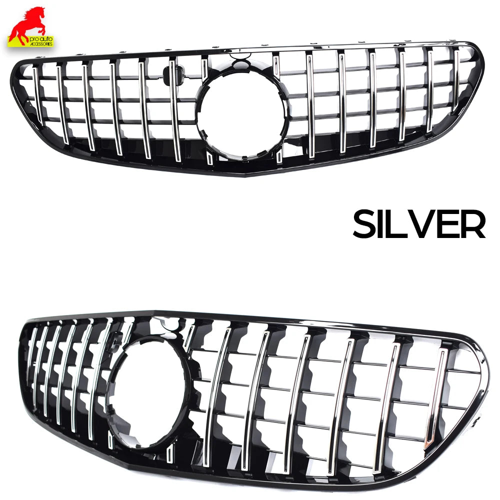 W217 Front Bumper Racing Grille Silver Grill for Mercedes S Class C217 Coupe A217 Cabriolet 2014-2020, Not for S65 AMG S63 AMG