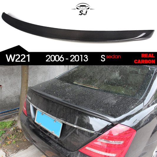 3*3 Carbon Fiber Rear Trunk Spoiler for Mercedes S Class W221 4-Door Sedan 2006 - 2013 S280 S320 S350 S400 S450 S500 S63 S65 AMG