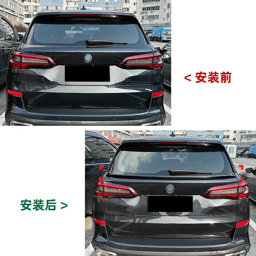 Rear Trunk Tail Wing Spoiler for BMW X5 G05 2019+ Auto Center Wing Cover Lip Carbon Look ABS Plastic Decoration Car Accessories