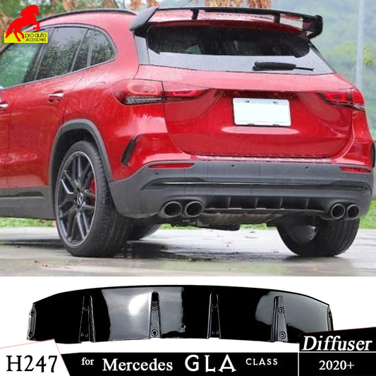 Car Splitter Rear Bumper Diffuser for Mercedes Benz GLA Class H247 GLA180 GLA45 AMGAMG Line 2020+ Back Spoiler Car Styling Black