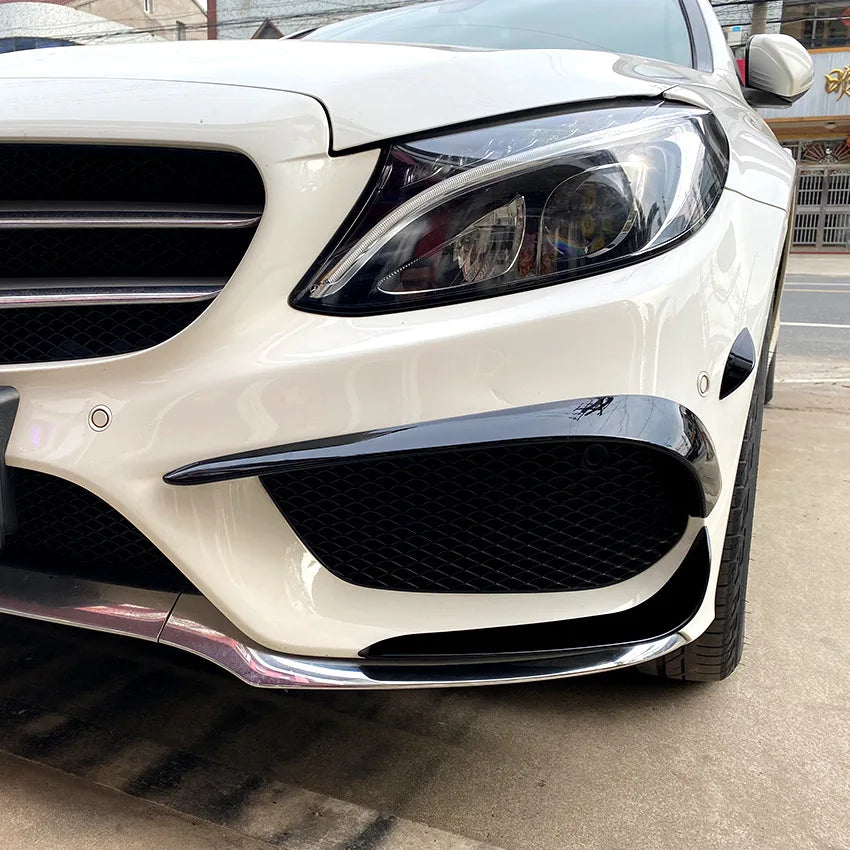 Car Front Bumper Spoiler Splitter Cover Fog Light Splitter Trim for Mercedes Benz C Class W205 C180 C200 C260 C43 AMG 2015-2018