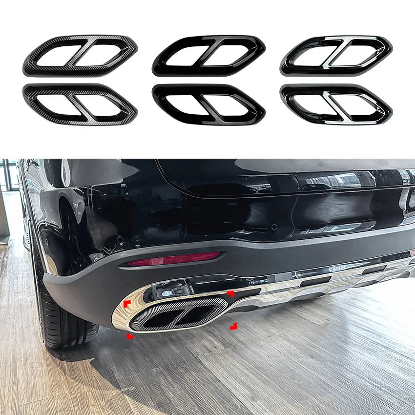 2 Pcs Car Rear Exhaust Muffler Pipe Cover Frame Trim for Mercedes Benz GLC Class X254 2023+ GLC260 GLC300 AMG Car Accessories