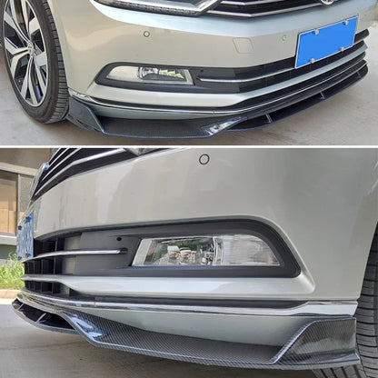 Carbon Fiber Printing Gloss Black Front Bumper Lip Spoiler for Volkswagen VW Passat B8 (pre-facelifted) 2014 - 2018