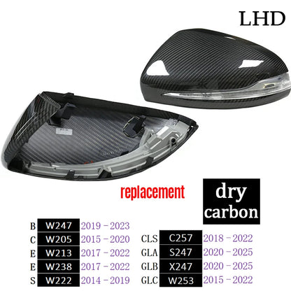 Car Dry Carbon Side Rearview Mirror Cover Trim for Mercedes B W247 C W205 E W213 W238 CLS C257 S W222 GLA H247 GLB X247 GLC W253