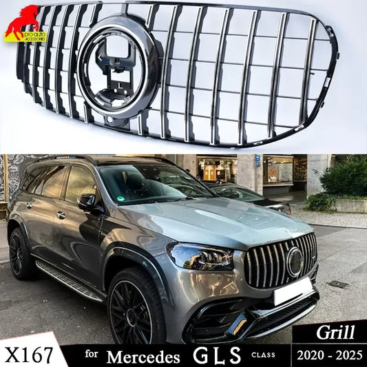 X167 GT Grilles Front Bumper Grill Mesh Grille for Mercedes GLS Class X167 2020 - 2025 GLS400 GLS450 GLS580 Panamericana Grills