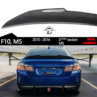 3*3 3K Carbon Fiber Highkick Rear Trunk Spoiler for BMW 5 Series F10 Sedan 4-Door 2010 - 2016 520i 523i 528i 530i 535i 550i M5