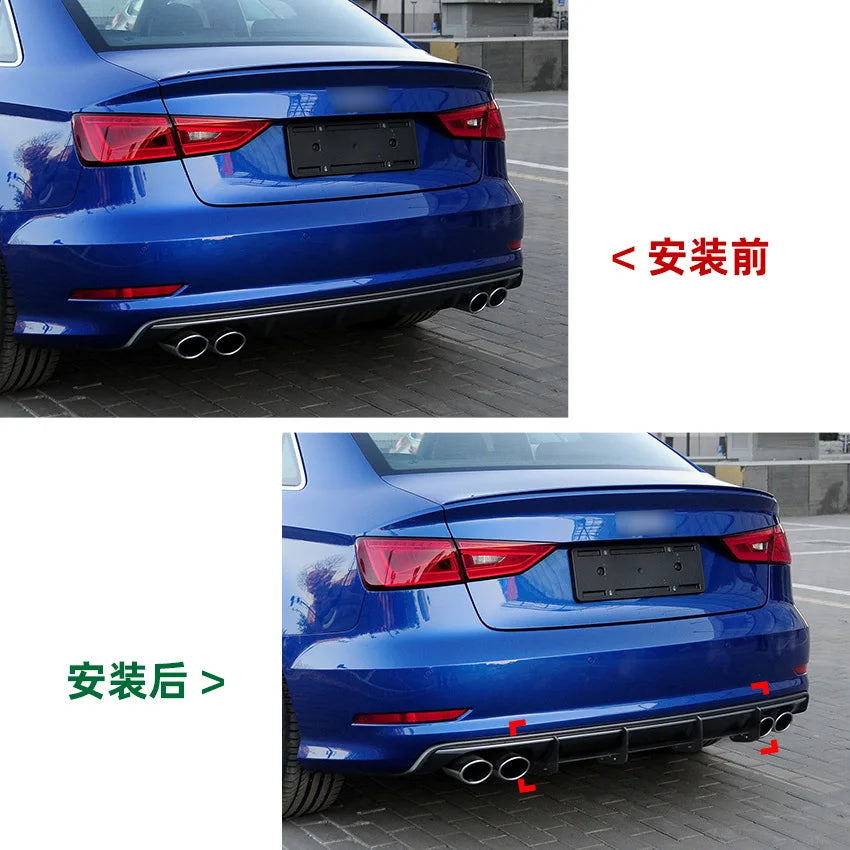 Glossy Black Car Rear Bumper Diffuser Lip for Audi S3 8V Sedan Pre-LCL 2013-2015 ABS Plastic Spoiler Splitter Body Kit Styling